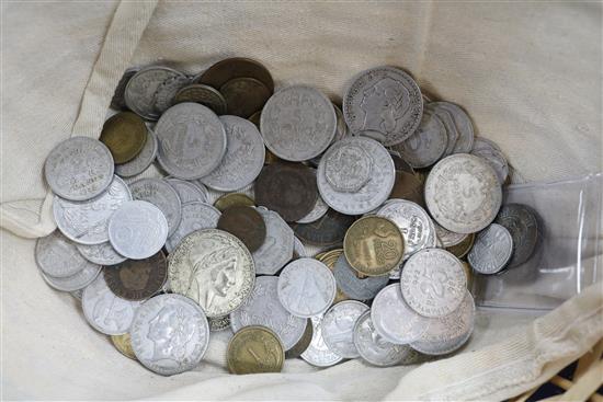 A collection of 19th and 20th century mixed coins, together with three medieval hammered coins